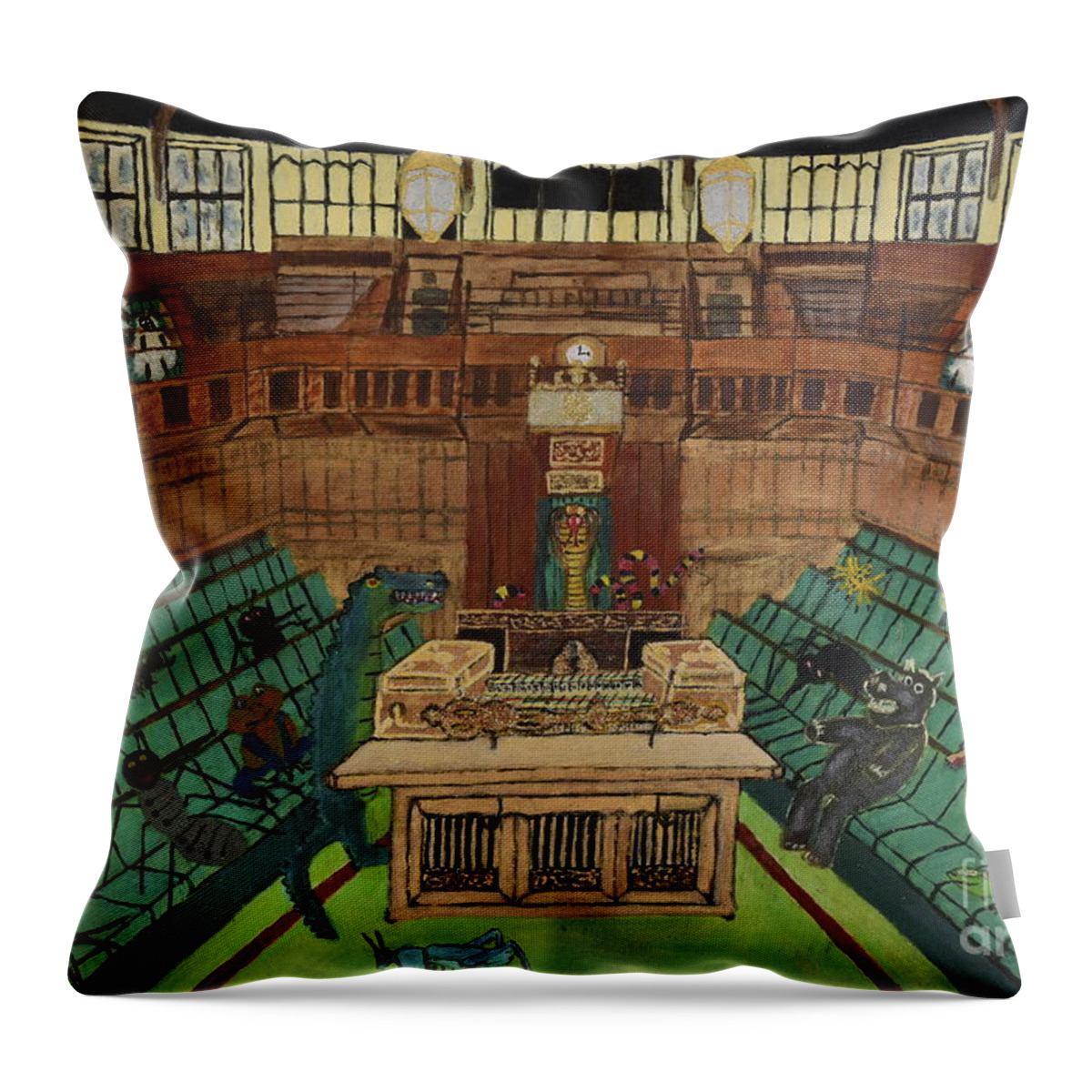 Parliament Throw Pillow featuring the painting Drain the Swamp by David Westwood