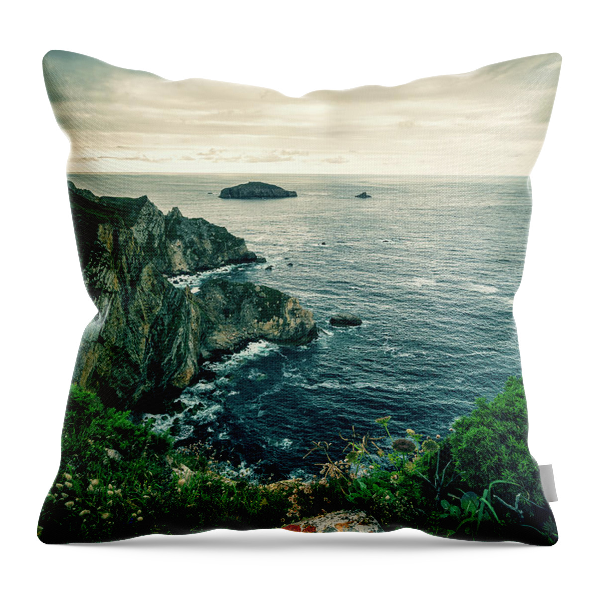 Asturian Coast Throw Pillow featuring the photograph Dramatic Asturian Coast by Benoit Bruchez