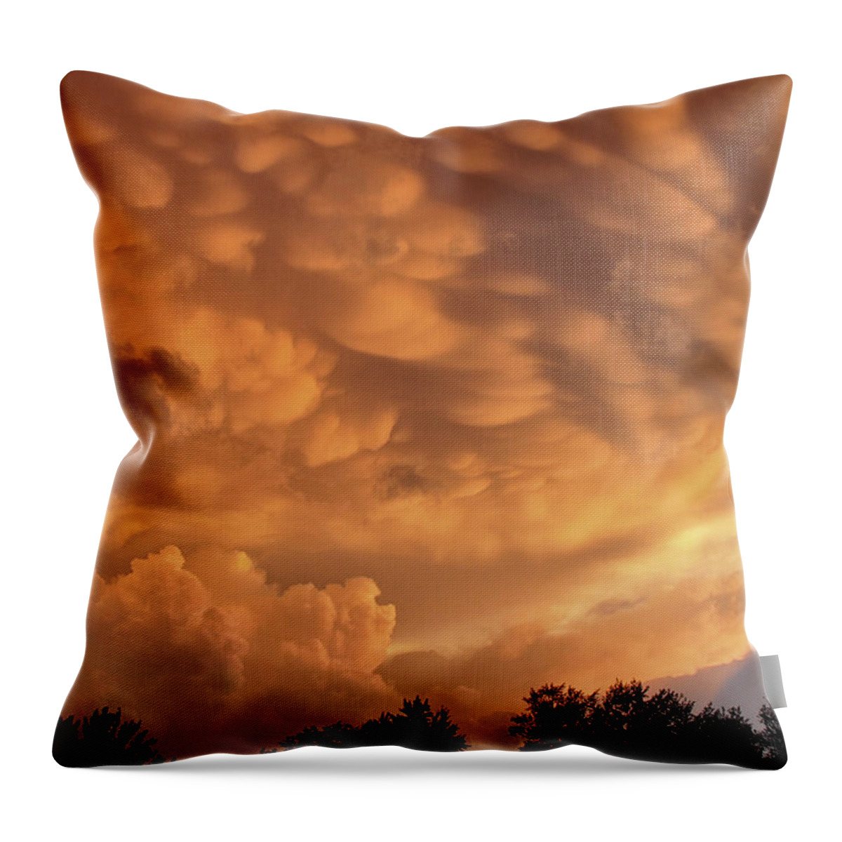 Photograph Throw Pillow featuring the photograph Dramatic Mammatus Clouds by Linda Goodman