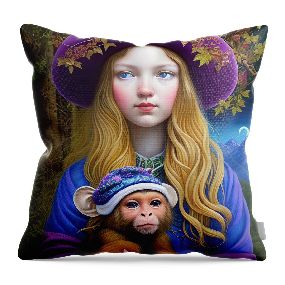 Monkey Throw Pillow featuring the mixed media Dream Monkey by Lynda Lehmann