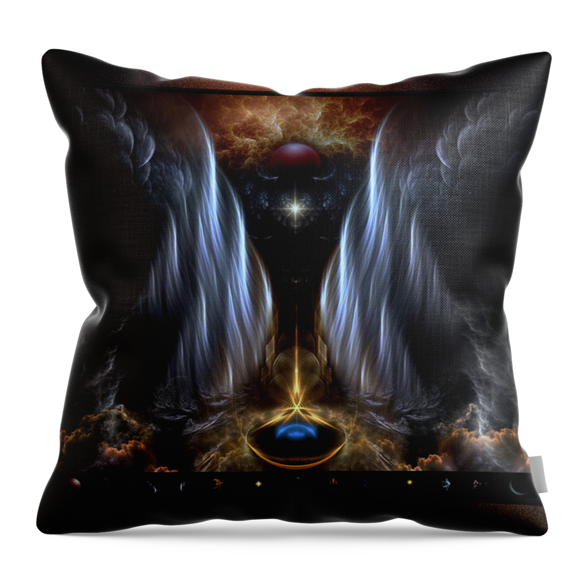 Dream Of Sages Throw Pillow featuring the digital art Dream Of Sages Fractal Art Composition by Rolando Burbon