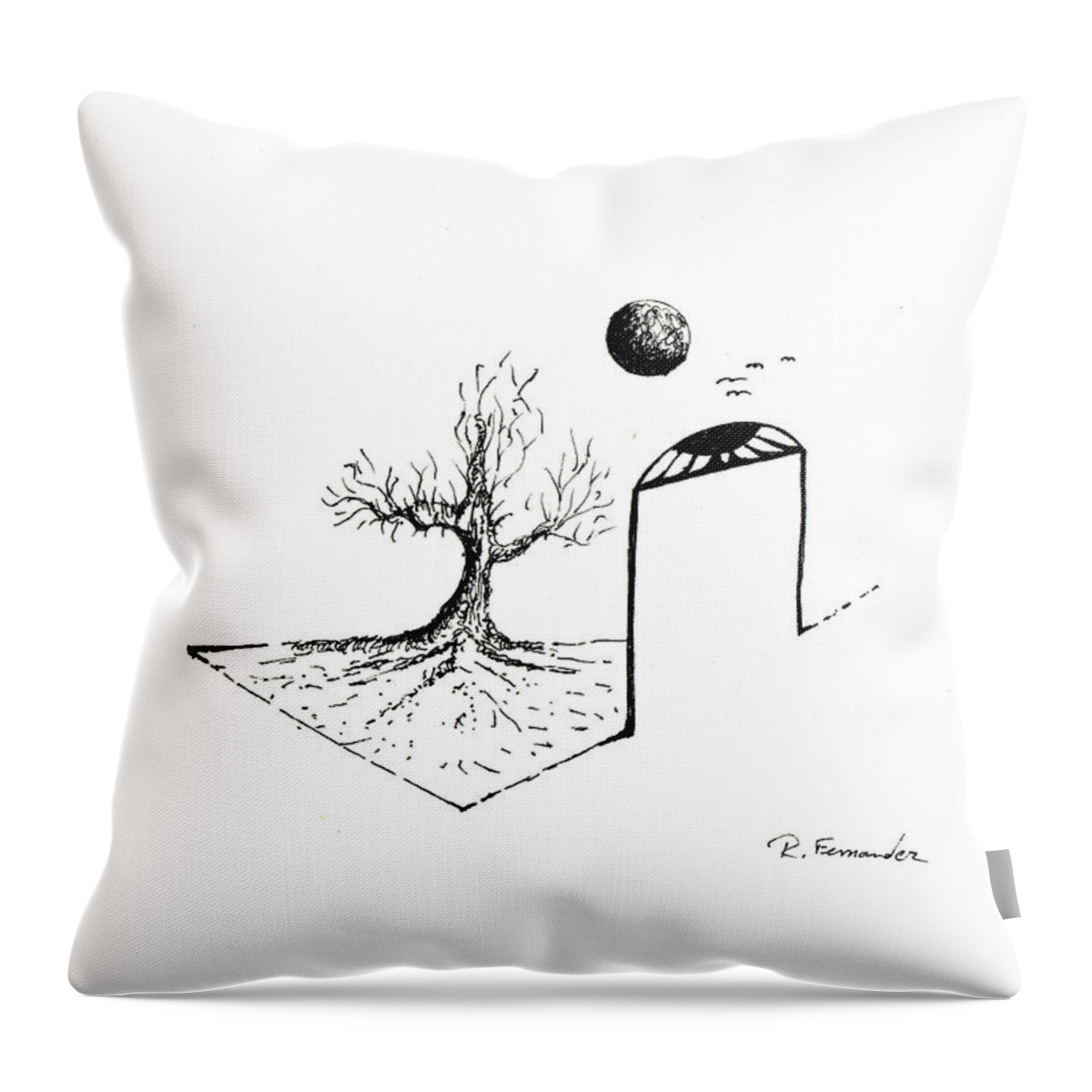 Ink Throw Pillow featuring the drawing Dream Time by Raymond Fernandez