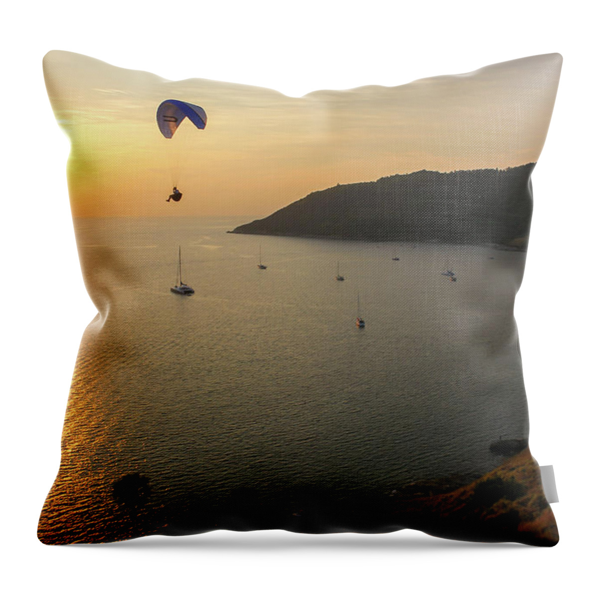 Paragliding Throw Pillow featuring the photograph Dreaming Alive by Josu Ozkaritz