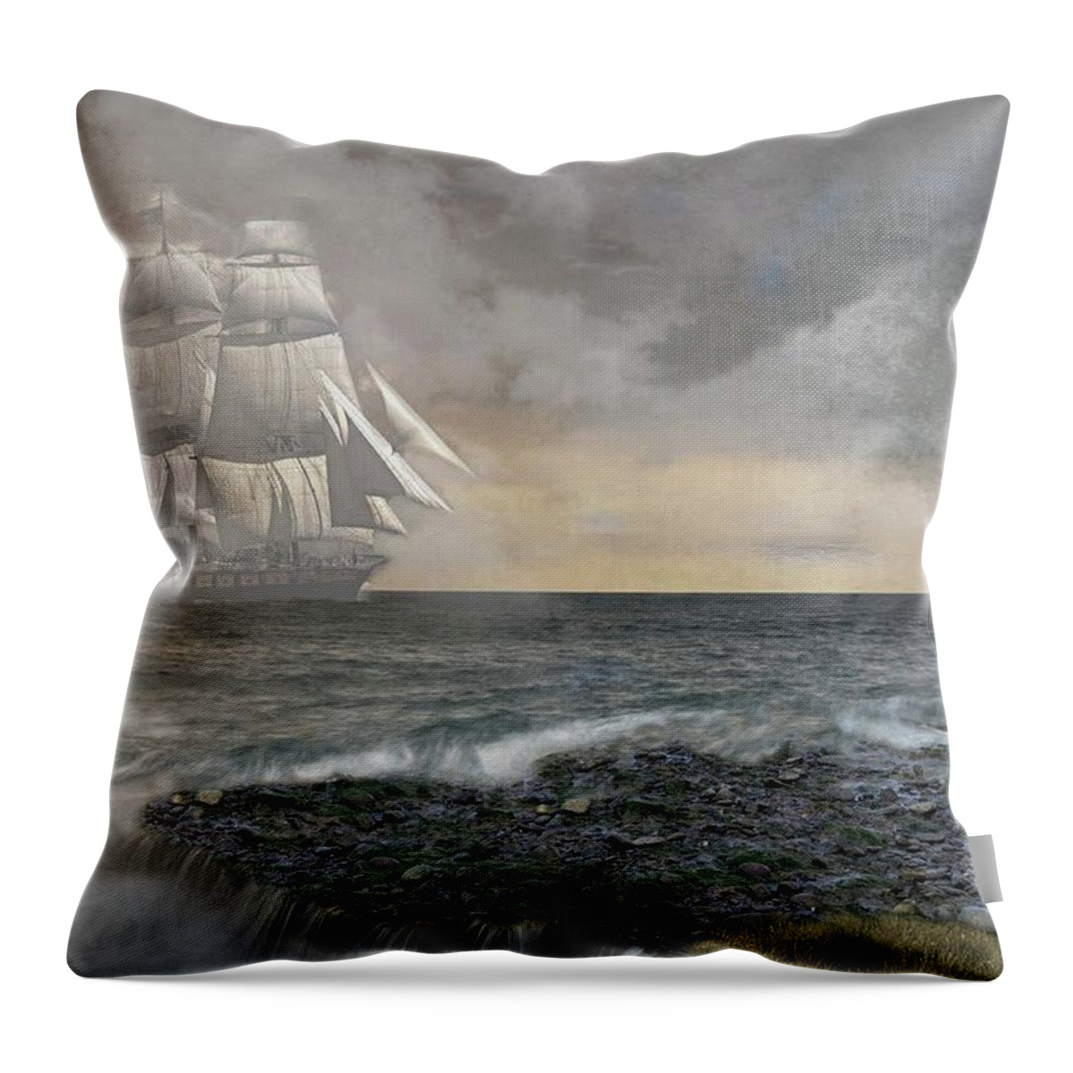 Edit This Throw Pillow featuring the mixed media Dreaming of Sailing the High Seas by Teresa Trotter