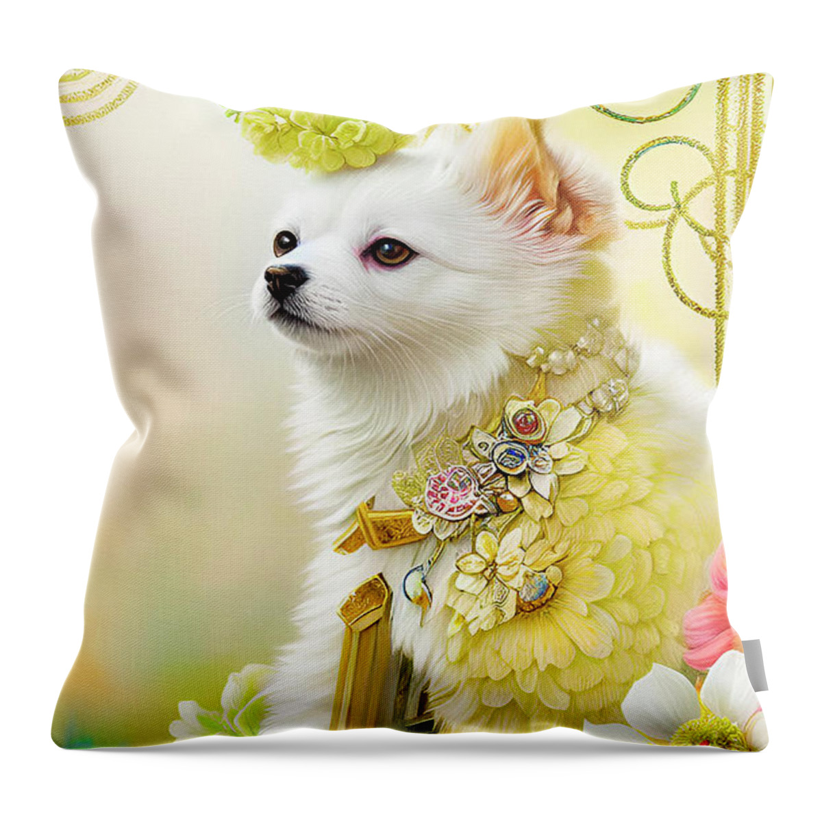 Digital Art Throw Pillow featuring the digital art Dreams Of Heaven Ginette In Wonderland by Ginette Callaway