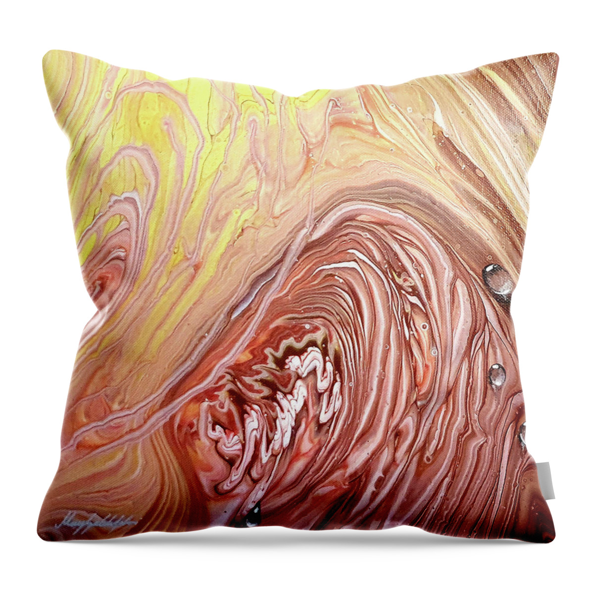 Drops Throw Pillow featuring the painting Drops On Flower by Themayart