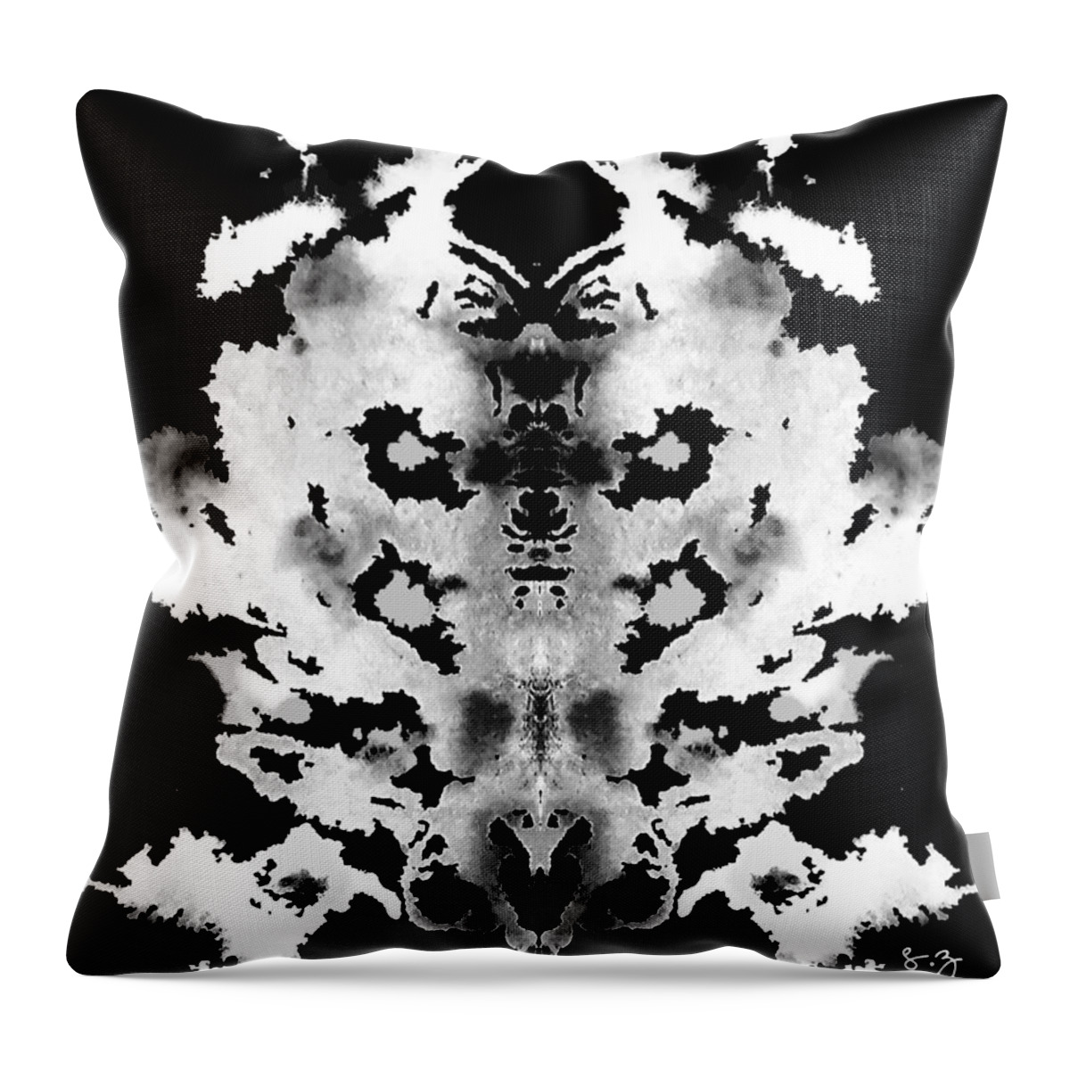 Ink Blot Throw Pillow featuring the painting Drum Roll by Stephenie Zagorski