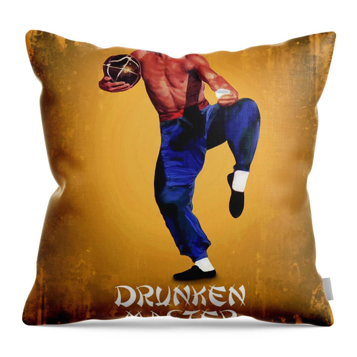 Movie Poster Throw Pillow featuring the digital art Drunken Master by Bo Kev