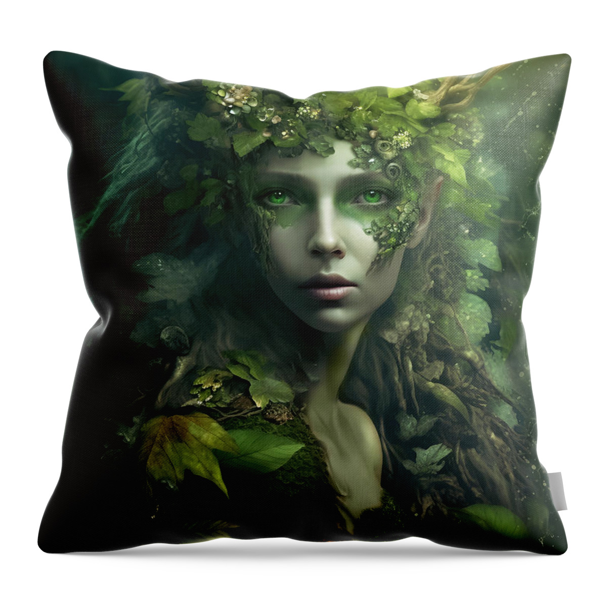 Dryad Throw Pillow featuring the digital art Dryad Forest by Shanina Conway