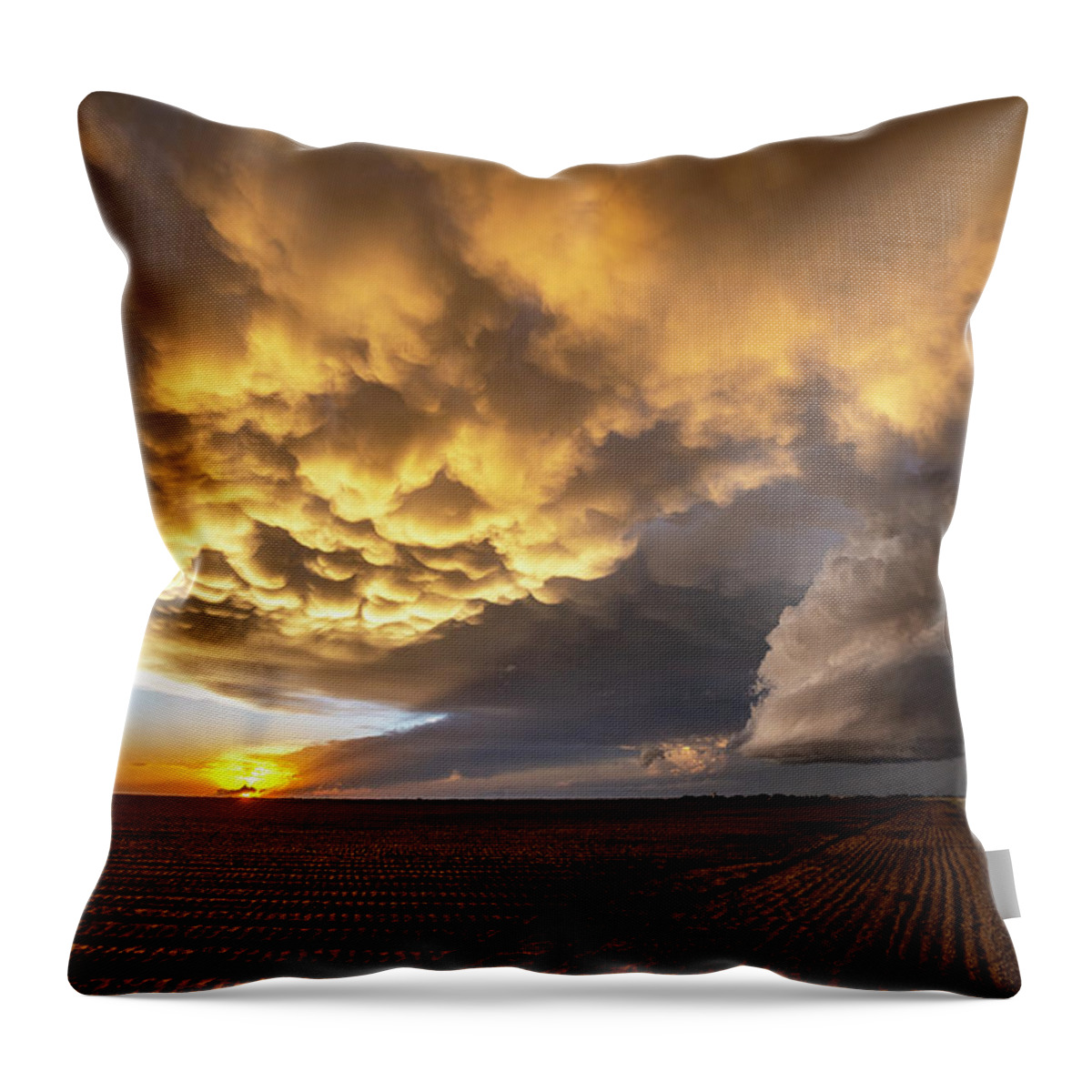 Supercell Throw Pillow featuring the photograph Dryline Sunset by Marcus Hustedde