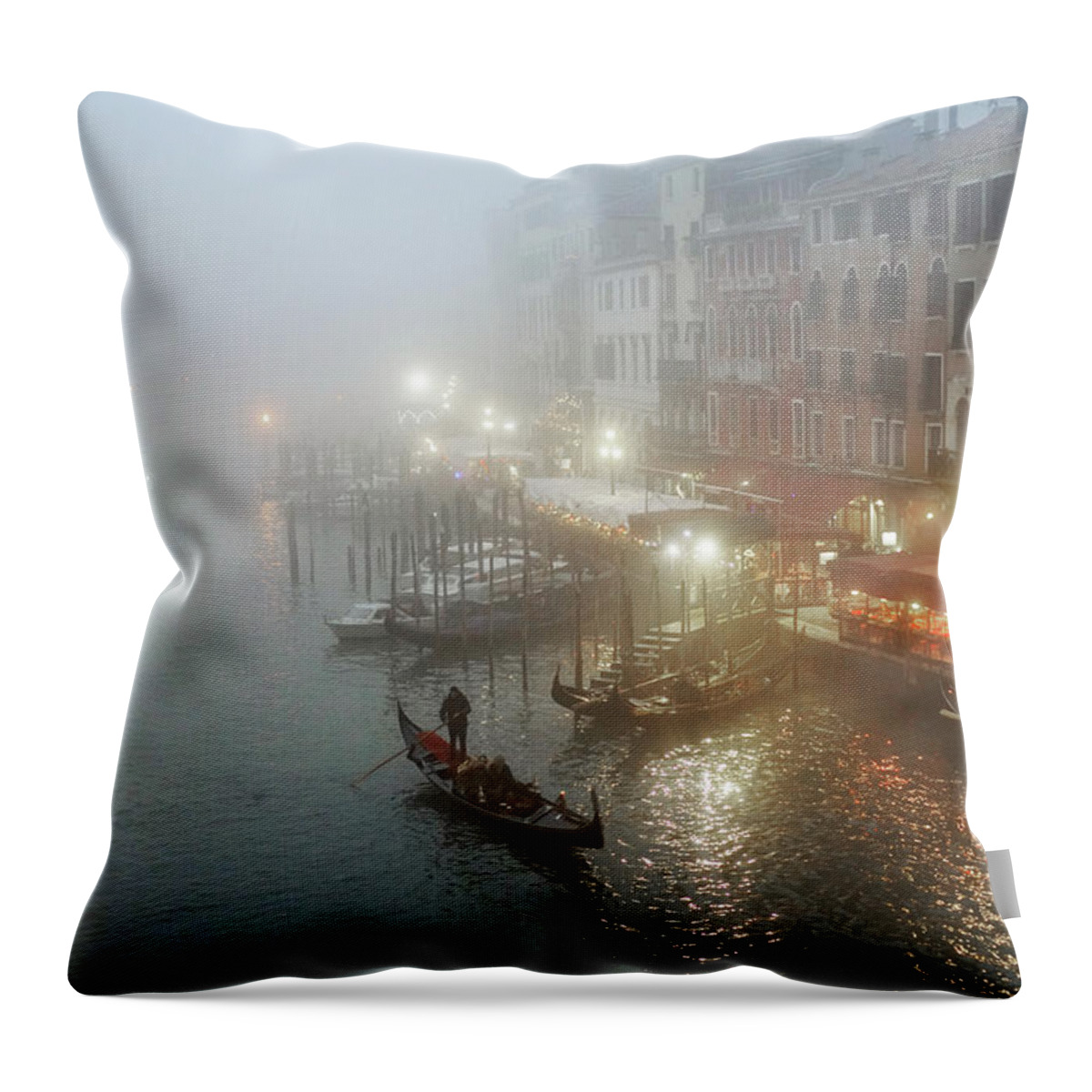 Fine Art Throw Pillow featuring the photograph Dsc03705 - Rio del Vin in the fog, Venice by Marco Missiaja