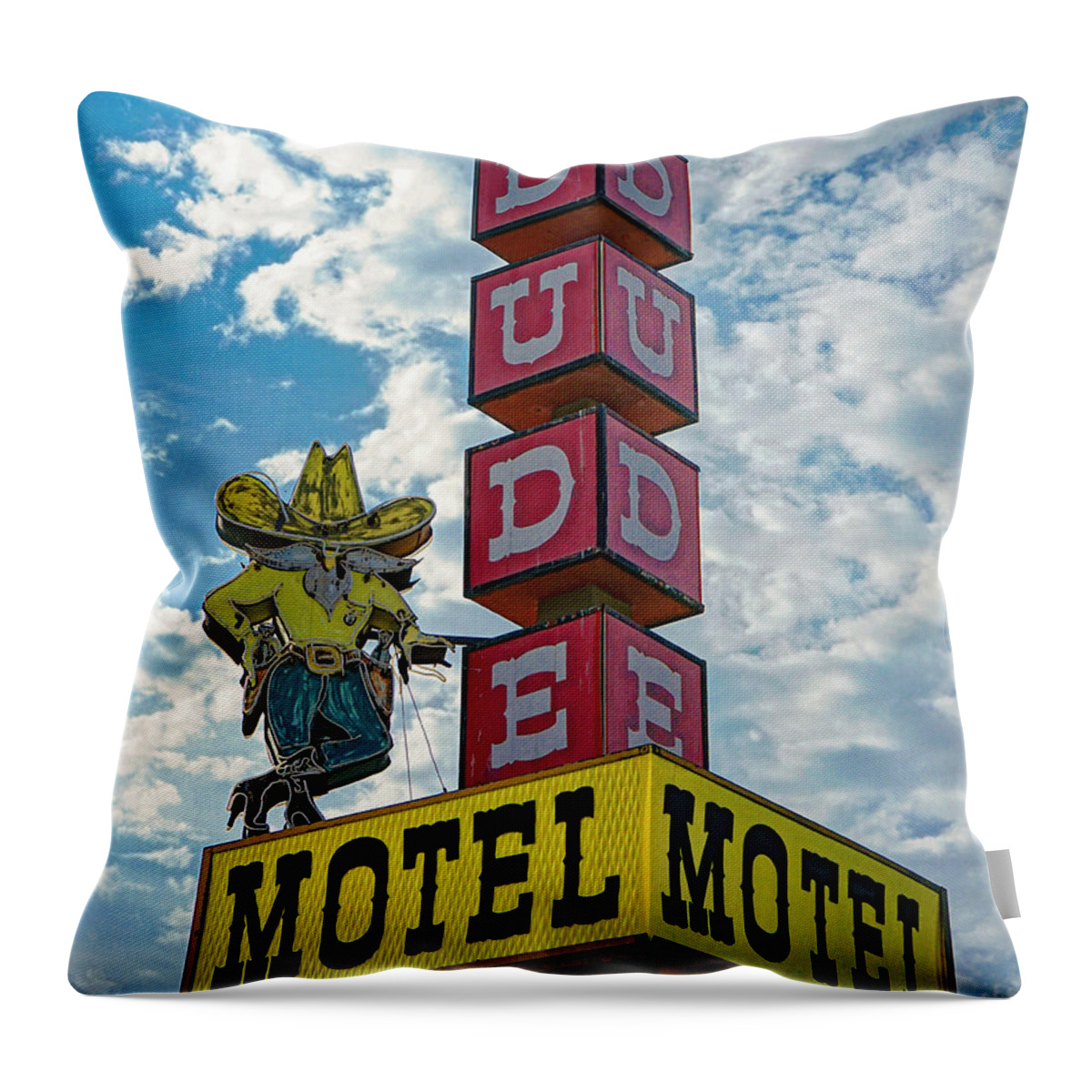 Dude Throw Pillow featuring the photograph Dude Motel by Matthew Bamberg