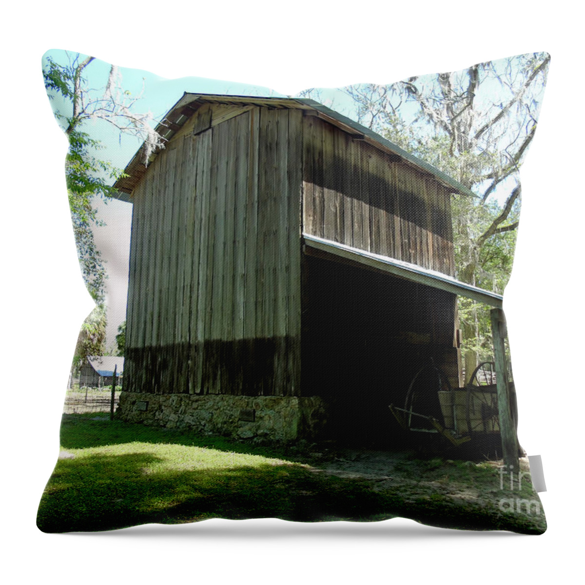 Dudley Farm Throw Pillow featuring the photograph Dudley Farm Tobacco Barn by D Hackett