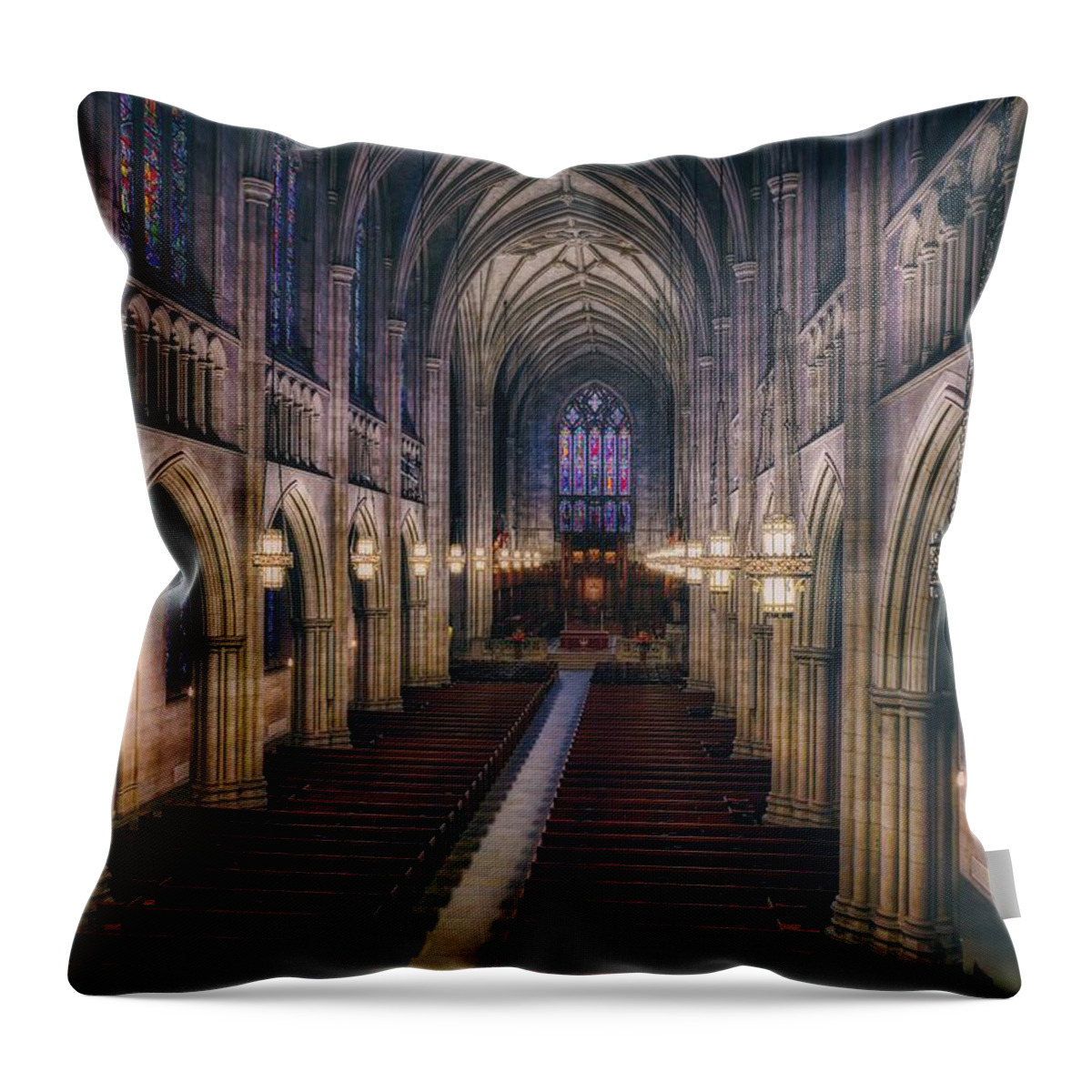 Duke University Throw Pillow featuring the photograph Duke University Chapel Interior by Mountain Dreams