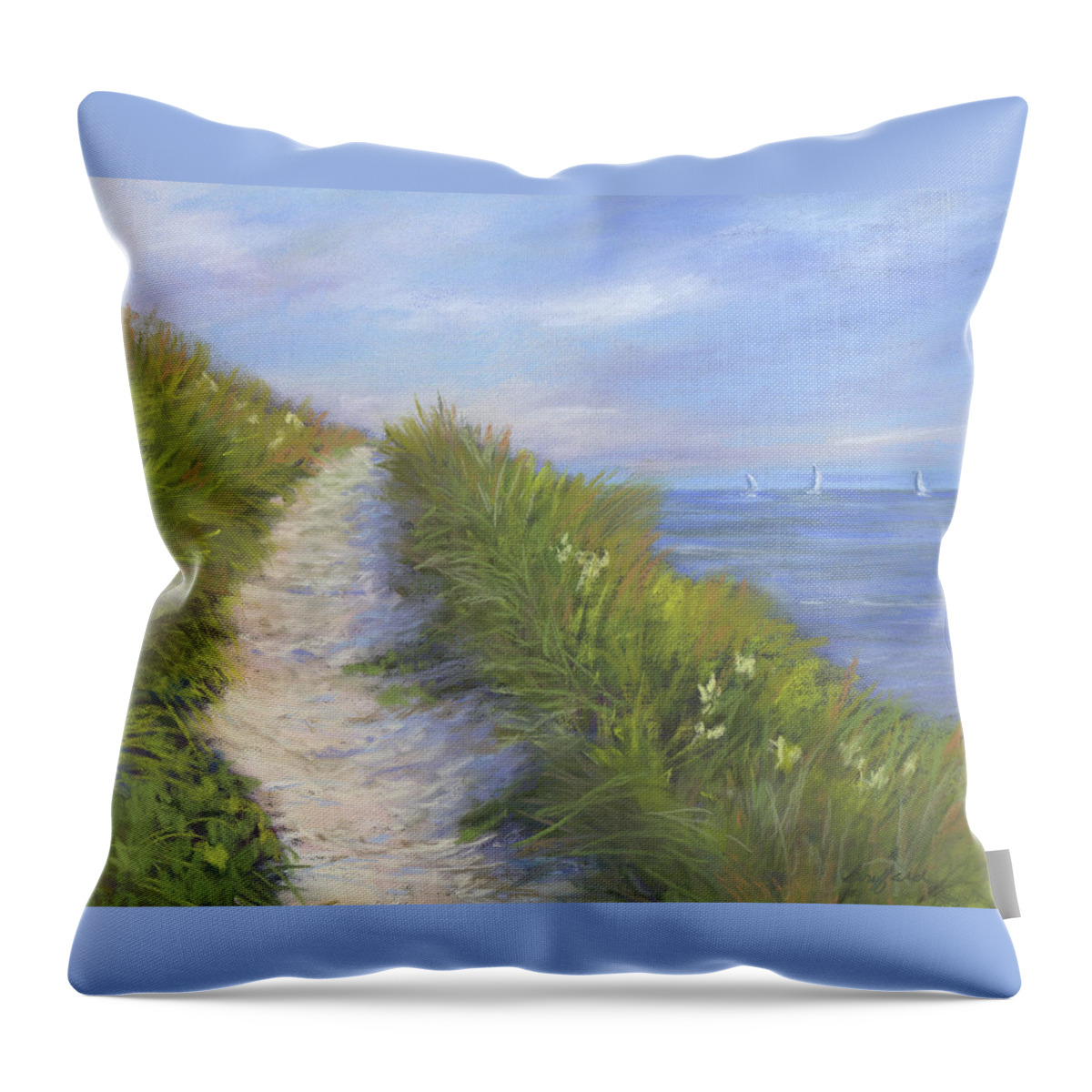 Dunes Throw Pillow featuring the pastel Dune Path by Vikki Bouffard
