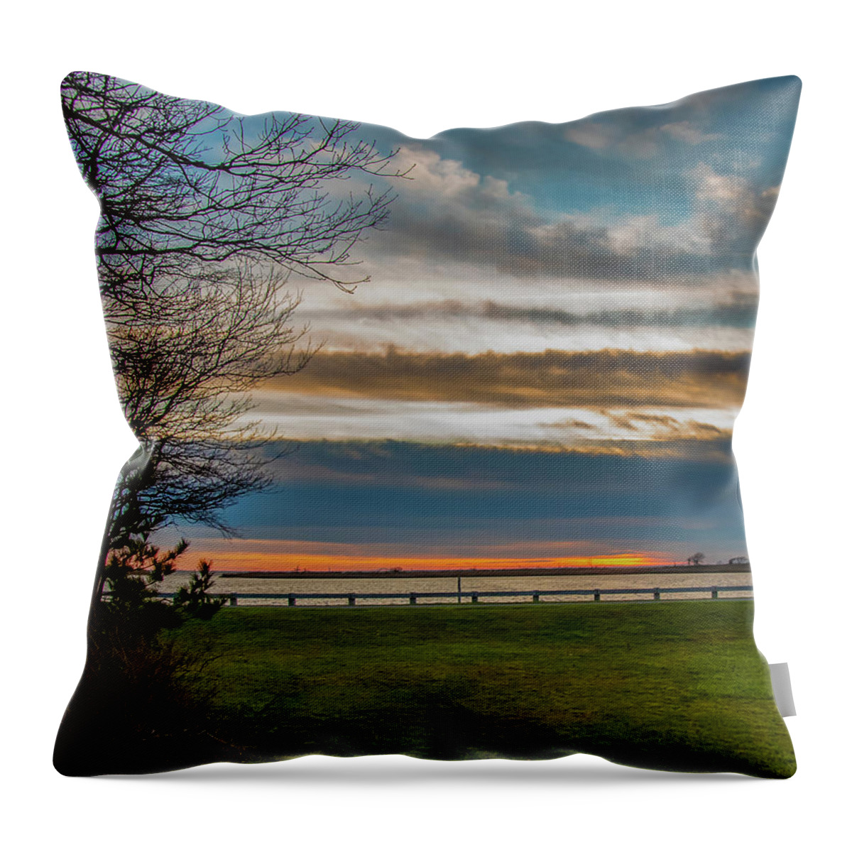Landscape Throw Pillow featuring the photograph Dusk At The Park by Cathy Kovarik