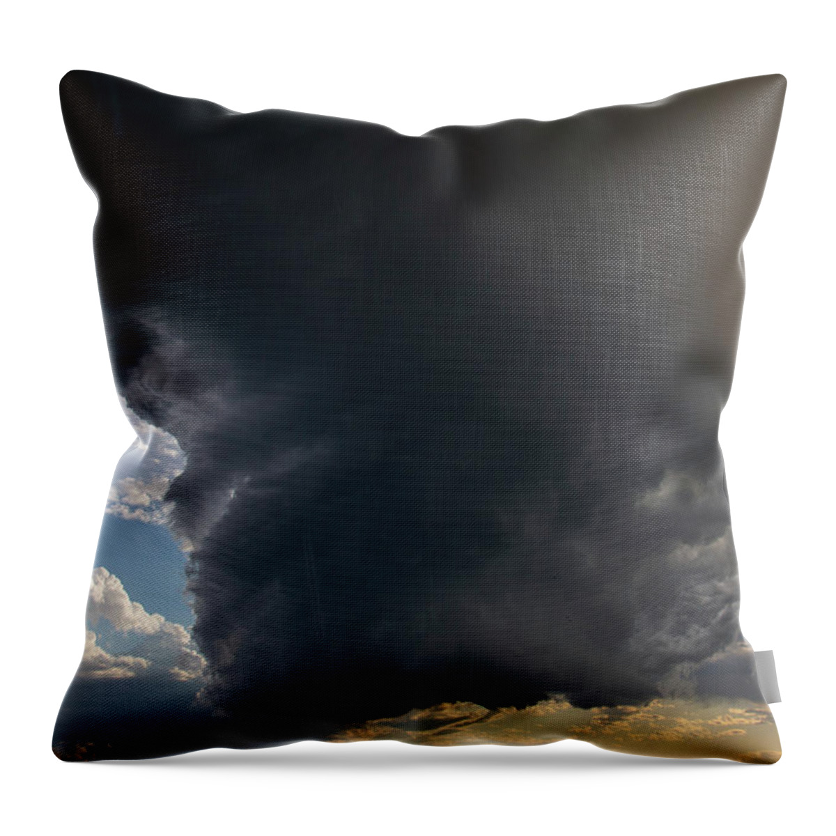 Nebraskasc Throw Pillow featuring the photograph Dying LP Thunderstorm at Sunset 030 by Dale Kaminski