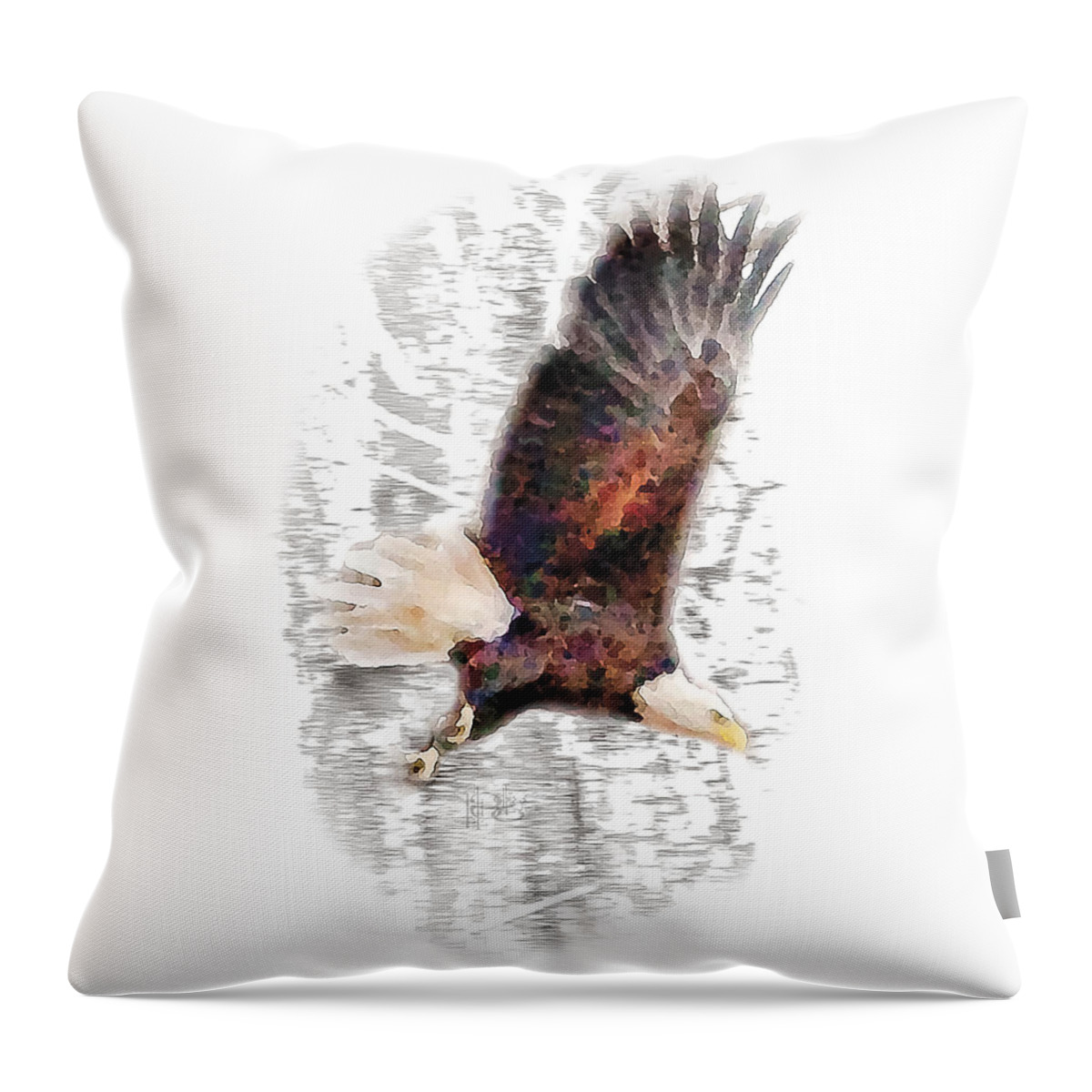 Bold Eagle Throw Pillow featuring the digital art Eagle - Bone Mesa by Gene Bollig