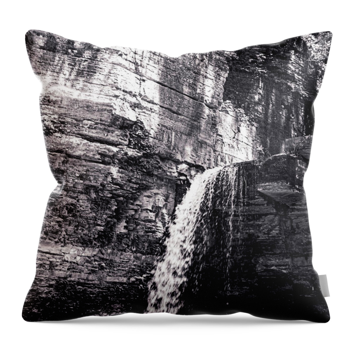 Water Throw Pillow featuring the photograph Eagle Falls in Black and White by William Norton