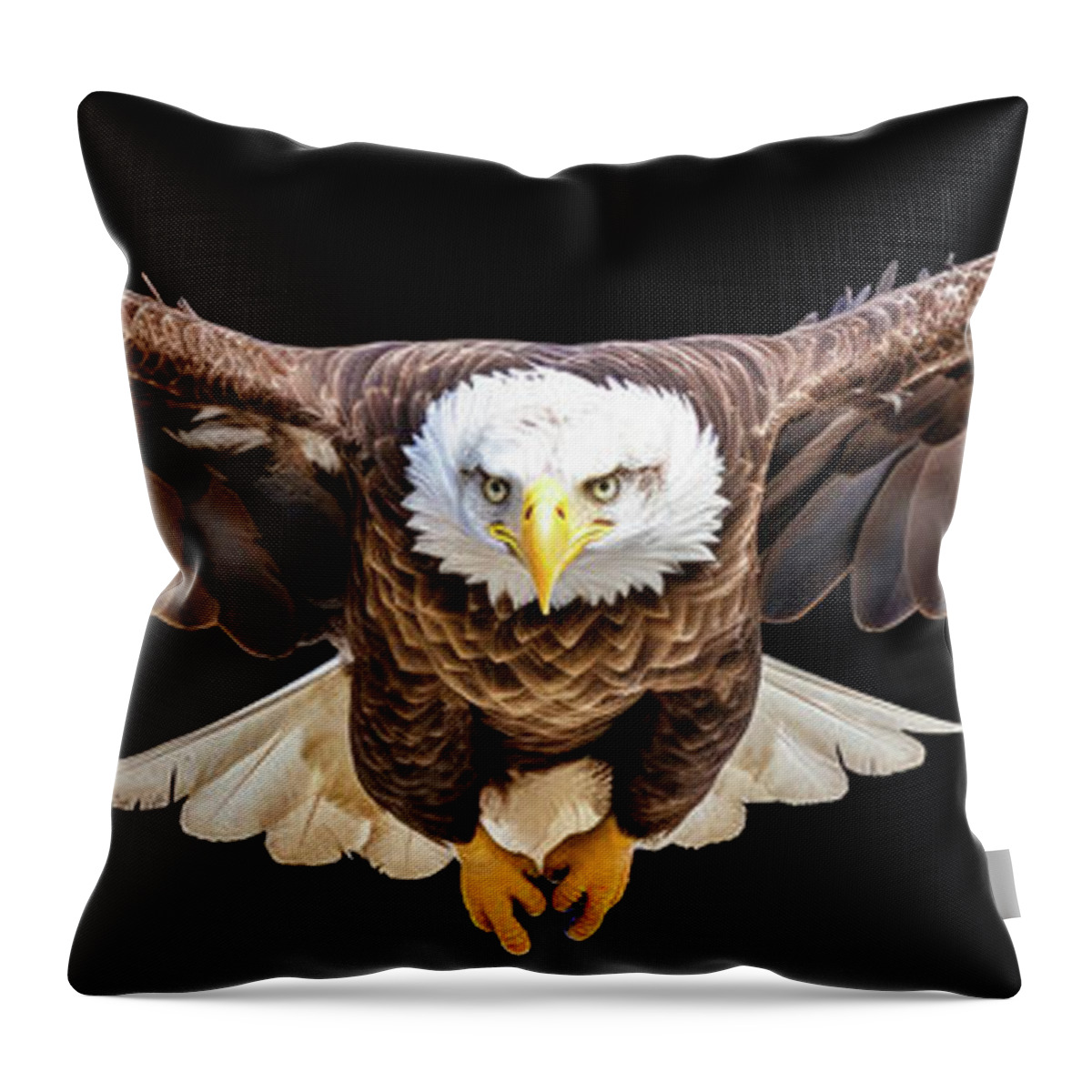 Eagle Throw Pillow featuring the digital art Eagle Flying towards you 01 by Matthias Hauser