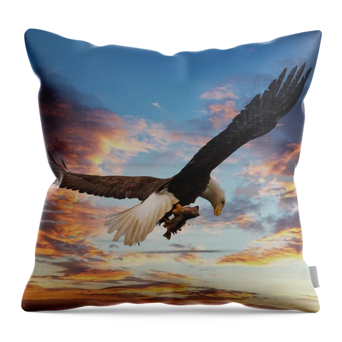 Alaska Throw Pillow featuring the photograph Eagle on Dramatic Sky by Darryl Brooks