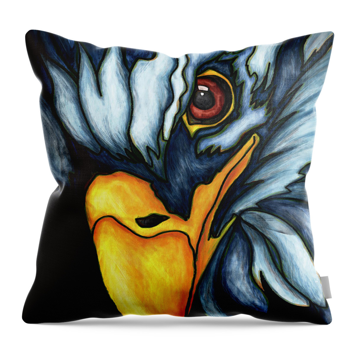 Eagle Throw Pillow featuring the painting Eagle portrait painting, bald eagle by Nadia CHEVREL