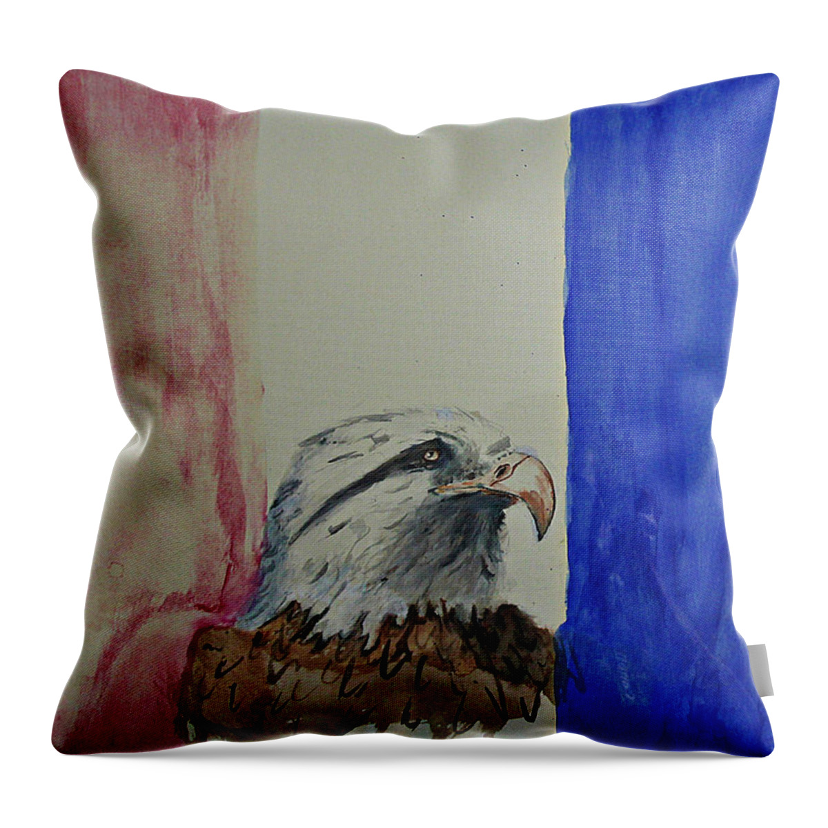 Eagle America Throw Pillow featuring the photograph Eagle watercolor by Jerry Battle