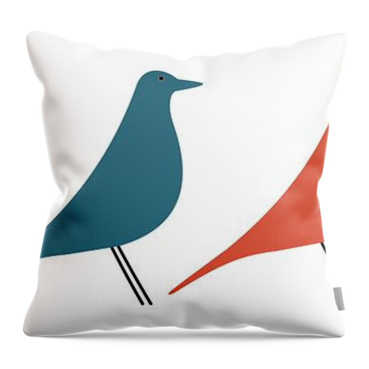 Mid Century Modern Bird Throw Pillow featuring the digital art Eames House Vitra Birds Dark by Donna Mibus
