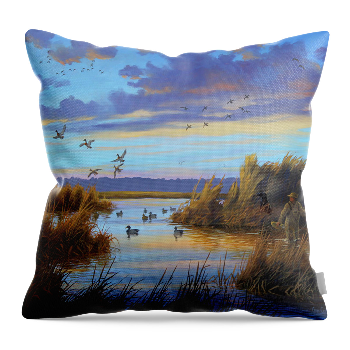 Mallards Throw Pillow featuring the painting Early by Guy Crittenden