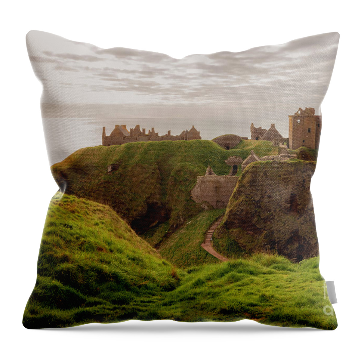 Castle Throw Pillow featuring the photograph Early Morning at Dunnottar Castle by Ana V Ramirez
