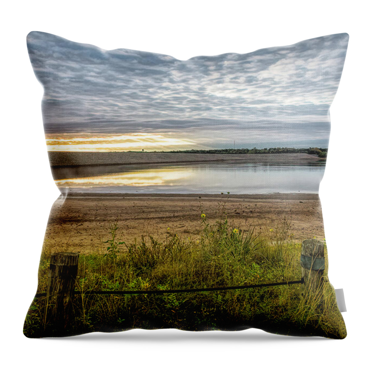 Cherokee Oklahoma Throw Pillow featuring the photograph Early Morning at Great Salt Plains Lake Oklahoma by Debra Martz