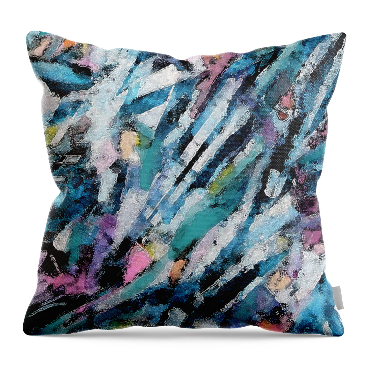 Colorful Abstract Throw Pillow featuring the mixed media Early Morning Walk by Jean Batzell Fitzgerald