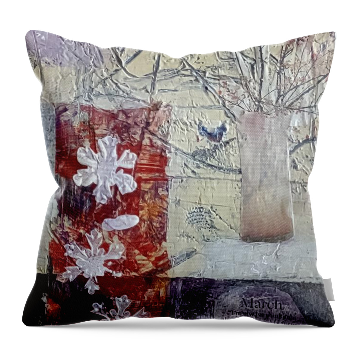 Spring Throw Pillow featuring the mixed media Early Spring by Suzanne Berthier