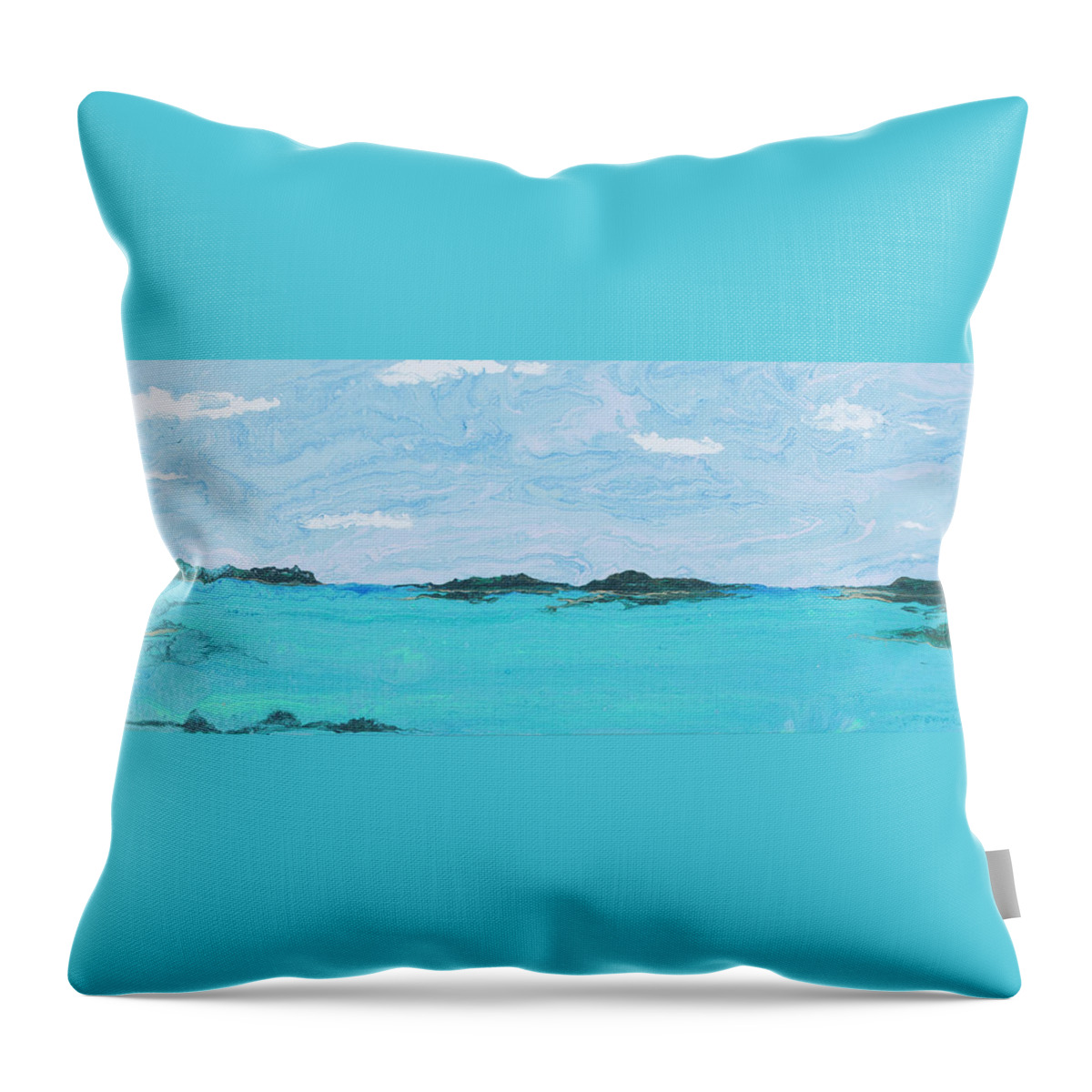 Seascape Throw Pillow featuring the painting East Harbor Key Channel by Steve Shaw