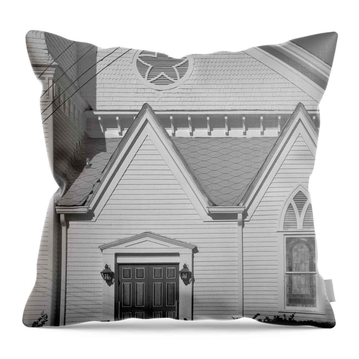 Building Throw Pillow featuring the photograph East Macon Methodist Church, Macon, 1985 by John Simmons