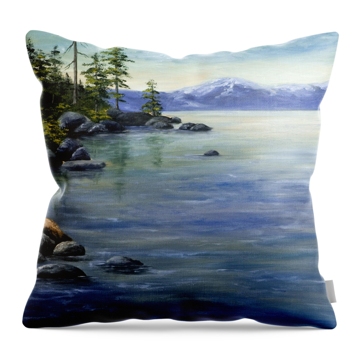 Lake Tahoe Throw Pillow featuring the painting East Shore Lake Tahoe by Darice Machel McGuire
