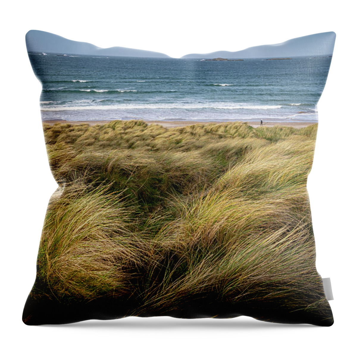 Portrush Throw Pillow featuring the photograph East Strand Dunes 2 by Nigel R Bell