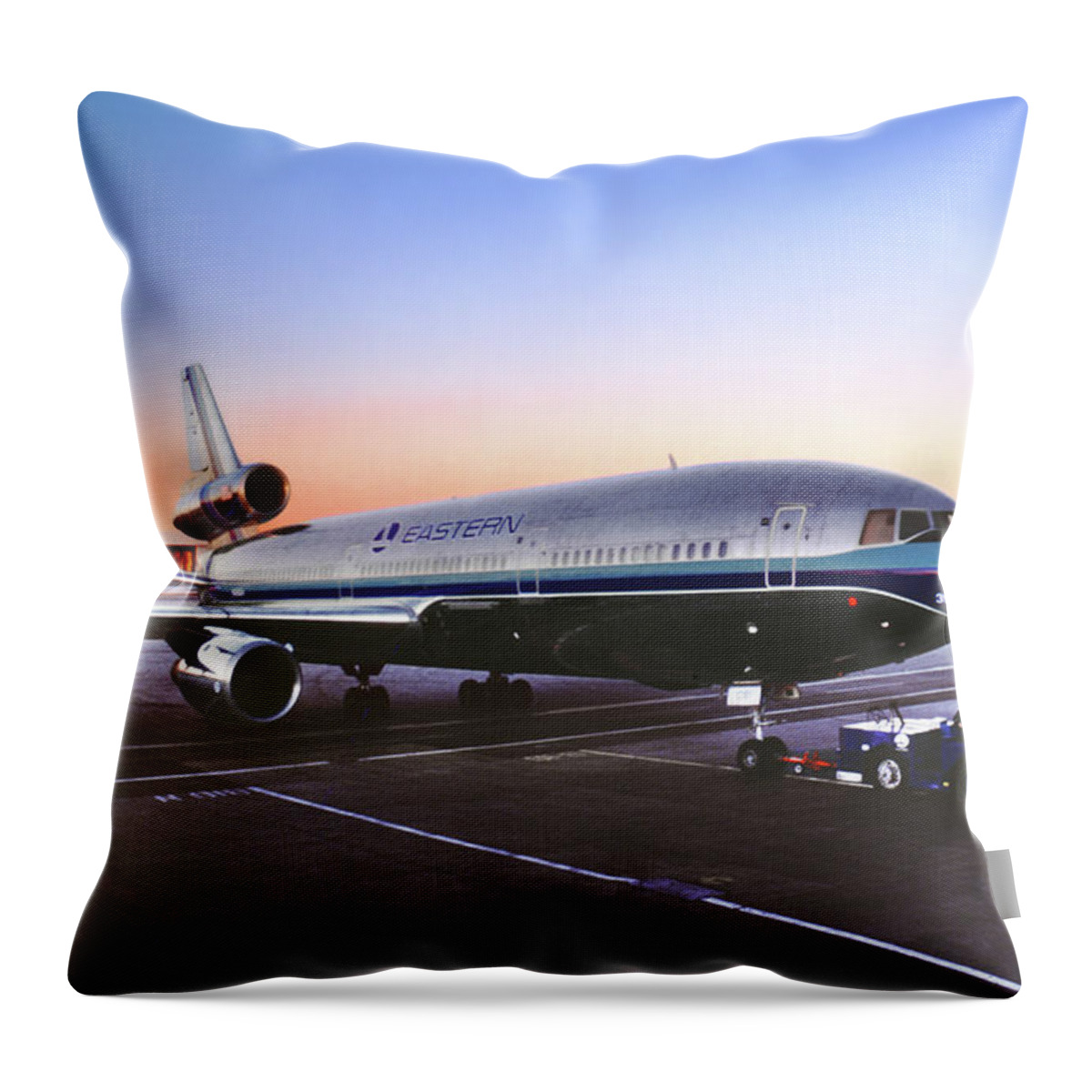 Eastern Airlines Throw Pillow featuring the photograph Eastern Airlines DC-10-30 at Miami by Erik Simonsen
