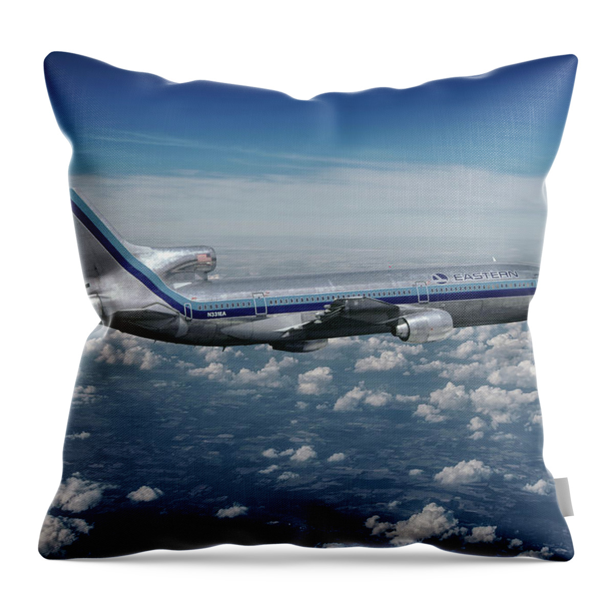 Eastern Airlines Throw Pillow featuring the mixed media Eastern Airlines L-1011 TriStar by Erik Simonsen