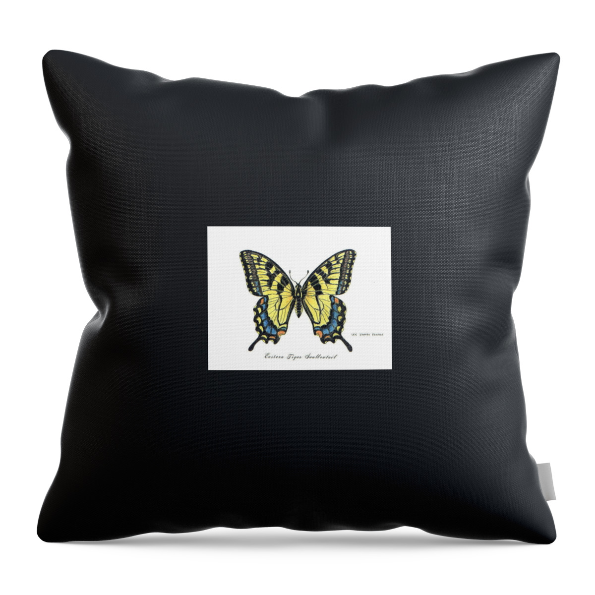Butterfly Throw Pillow featuring the drawing Eastern Tiger Swallowtail by Lee Pantas