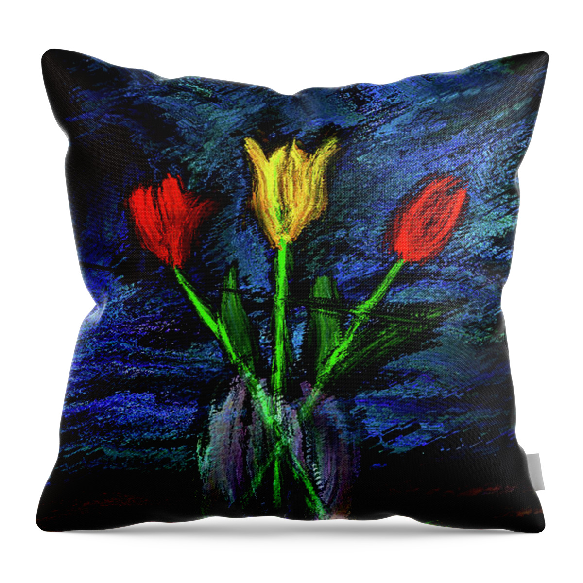 Eastern Tulips Throw Pillow featuring the digital art Eastern tulips #k8 by Leif Sohlman