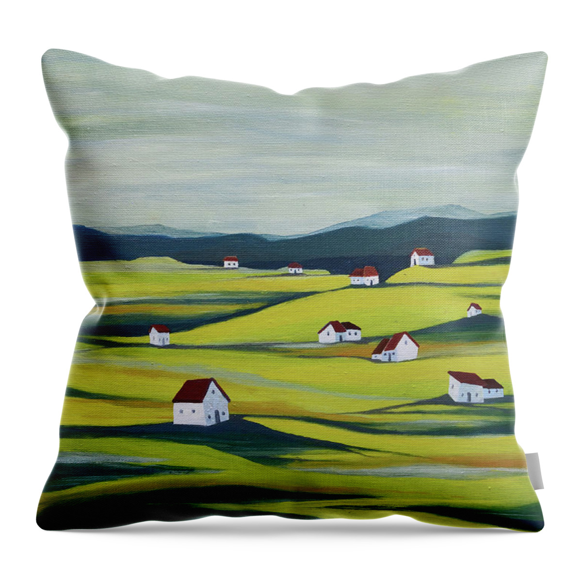 Oil On Canvas Throw Pillow featuring the painting Echoes by Aniko Hencz