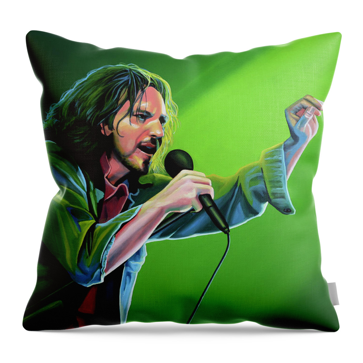 Eddie Vedder Throw Pillow featuring the painting Eddie Vedder Painting by Paul Meijering
