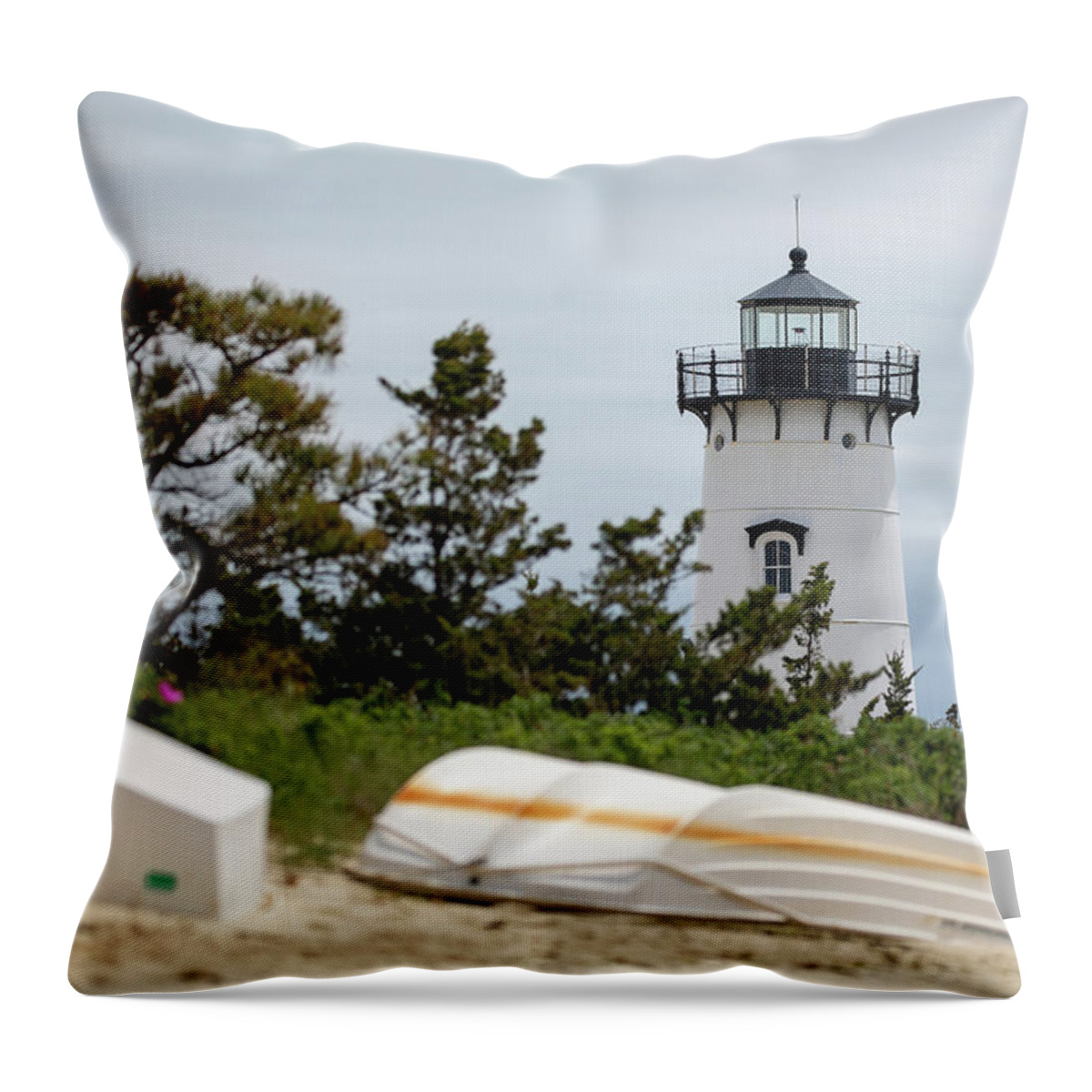 Edgartown Throw Pillow featuring the photograph Edgartown Light and White Boats by Denise Kopko