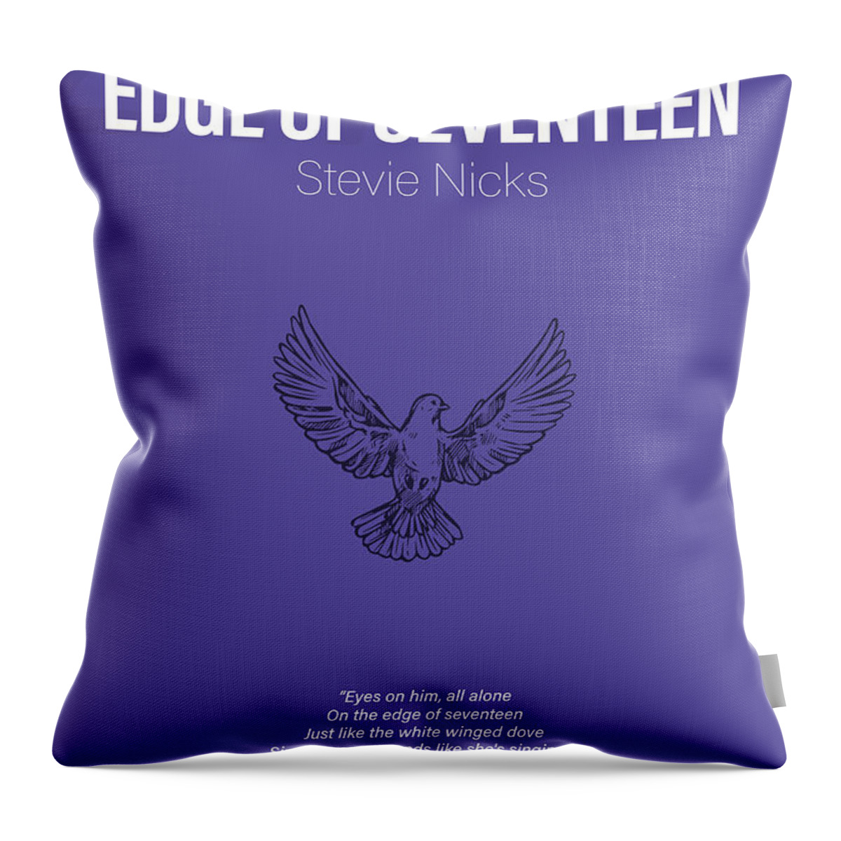 Edge Of Seventeen Throw Pillow featuring the mixed media Edge of Seventeen Stevie Nicks Minimalist Song Lyrics Greatest Hits of All Time 217 by Design Turnpike