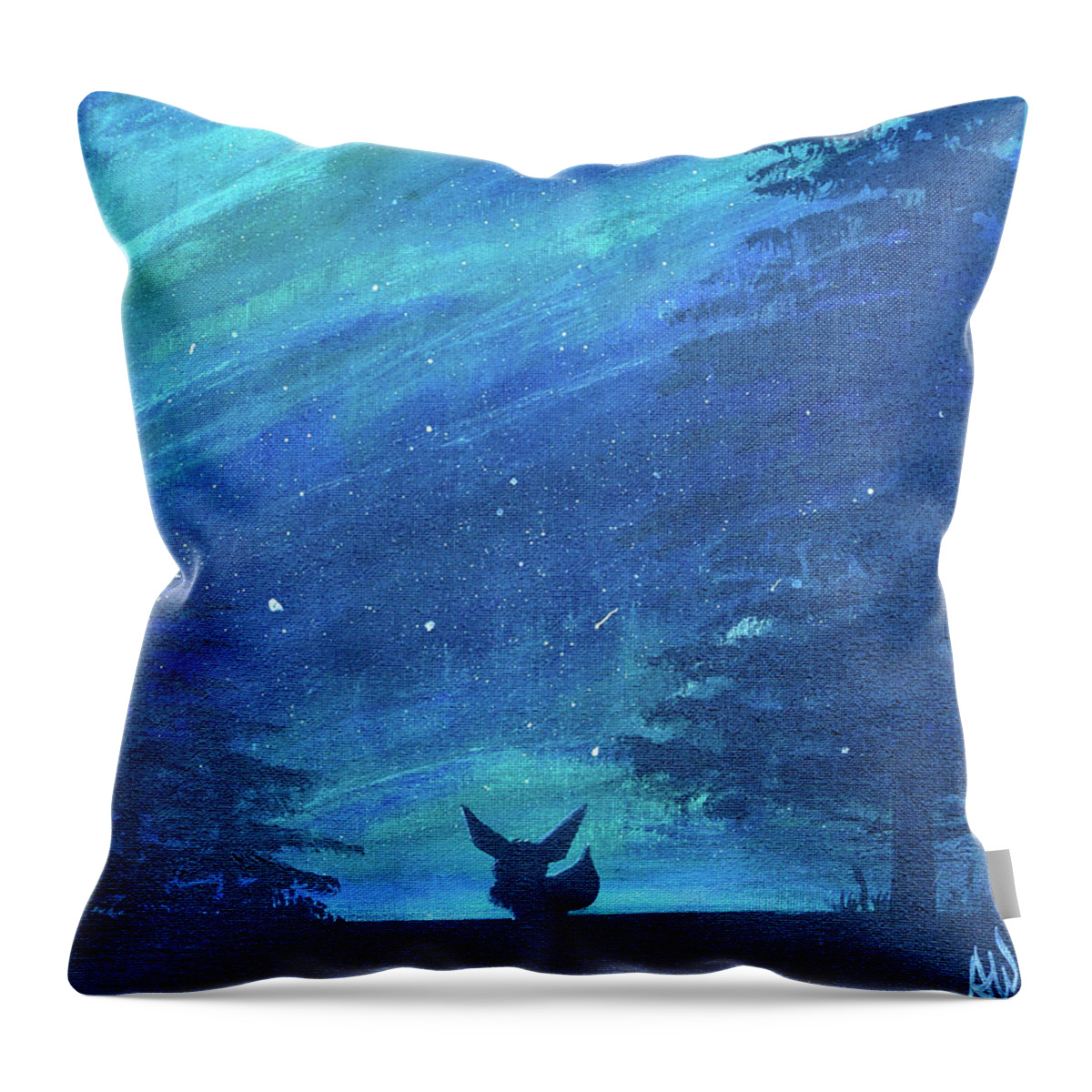 Eevee Throw Pillow featuring the painting Eevee's Sky by Ashley Wright