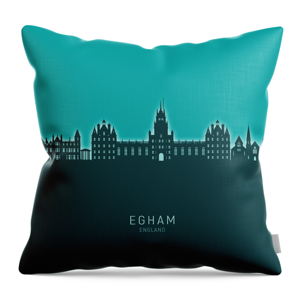 Egham Throw Pillow featuring the digital art Egham England Skyline #56 by Michael Tompsett