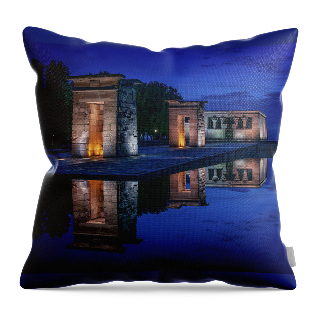 Ancient Throw Pillow featuring the digital art Egyptian Temple of Madrid by Kevin McClish