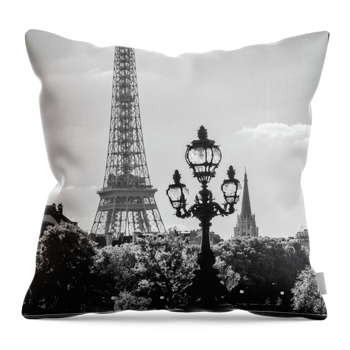 Paris Throw Pillow featuring the photograph Eiffel tower and bridge Alexandre III by Delphimages Paris Photography