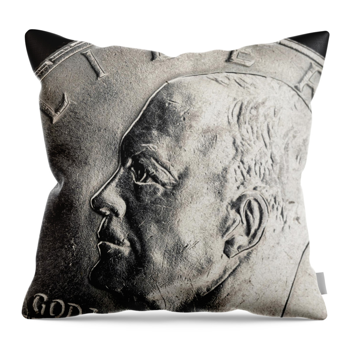 Coin Throw Pillow featuring the photograph Eisenhower Coin by Amelia Pearn